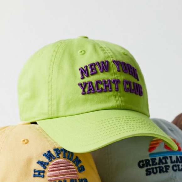 Nwt Urban Outfitters Sporting Club Baseball Hat Cap Neon Green New York Yacht